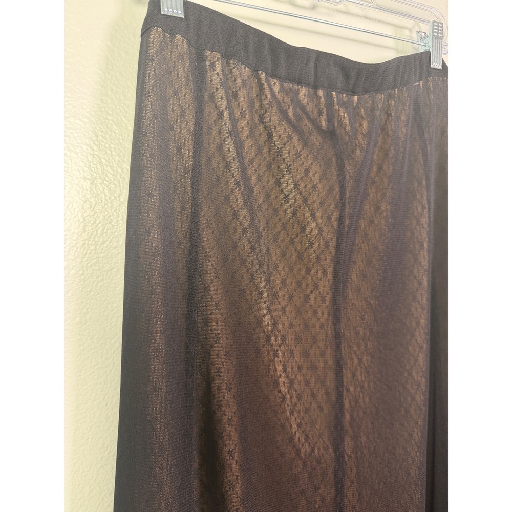 Avenue Black Lace Mesh Maxi Skirt Tan Lining Ruffle Hem Plus Size 18/20 - Picture 8 of 10
